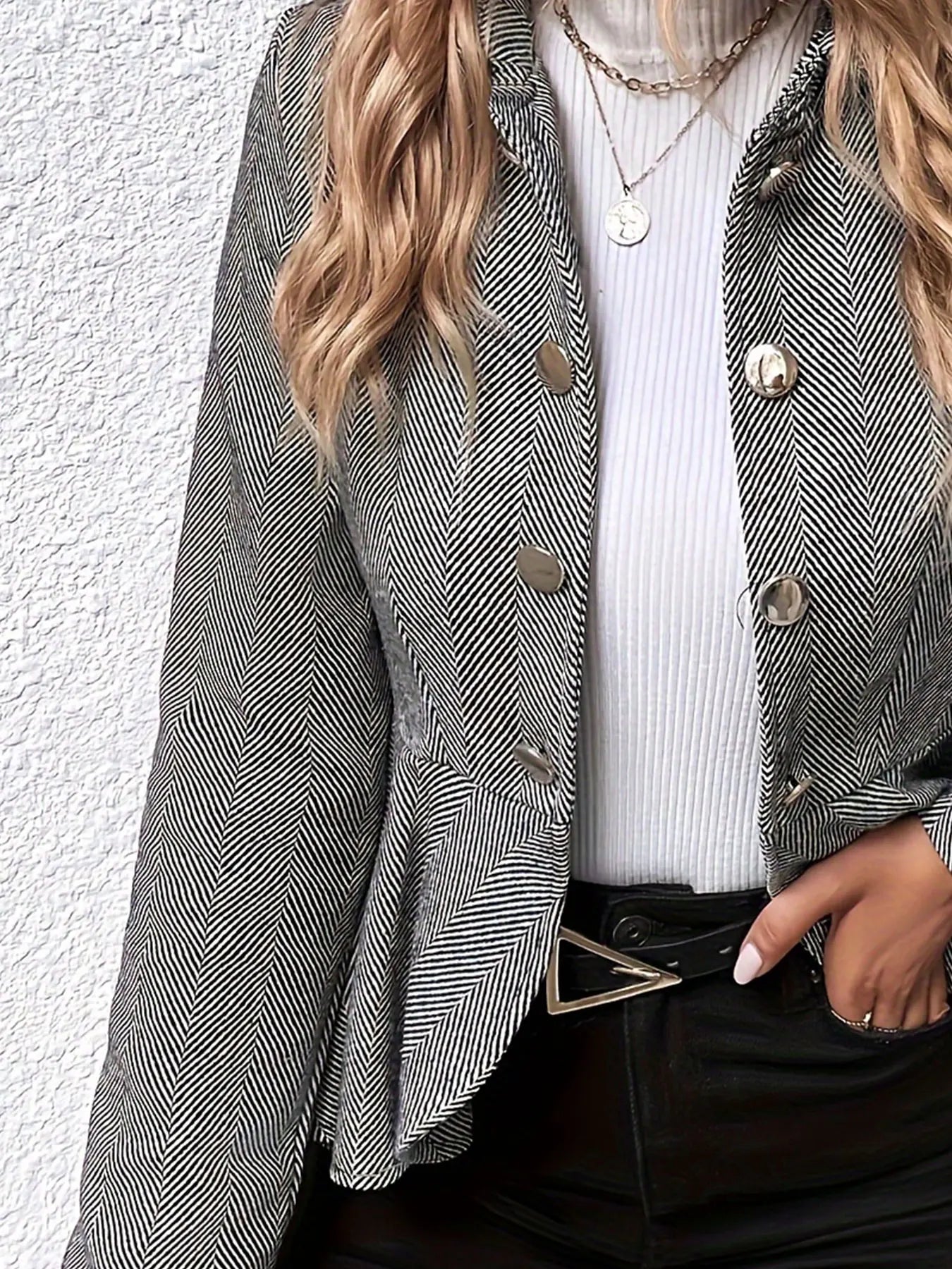 Women Plus Size Woven Cardigan Autumn Coat