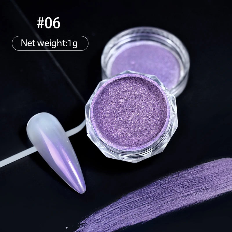 1 Box Aurora White Chrome Nail Powder Sparkling Mirror Pearl Pigments Nail Glitter White Rubbing Dust Nail Art Manicure Decorate