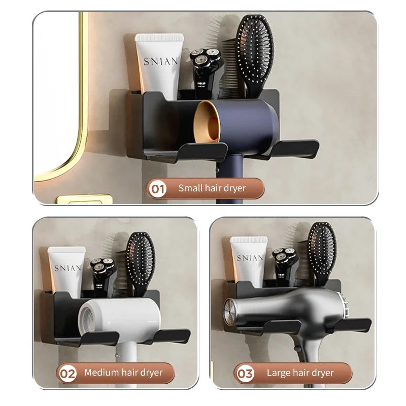 Storage rack hair dryer stand wall mounted hair straightener hair dryer hanger bathroom and toilet storage rack