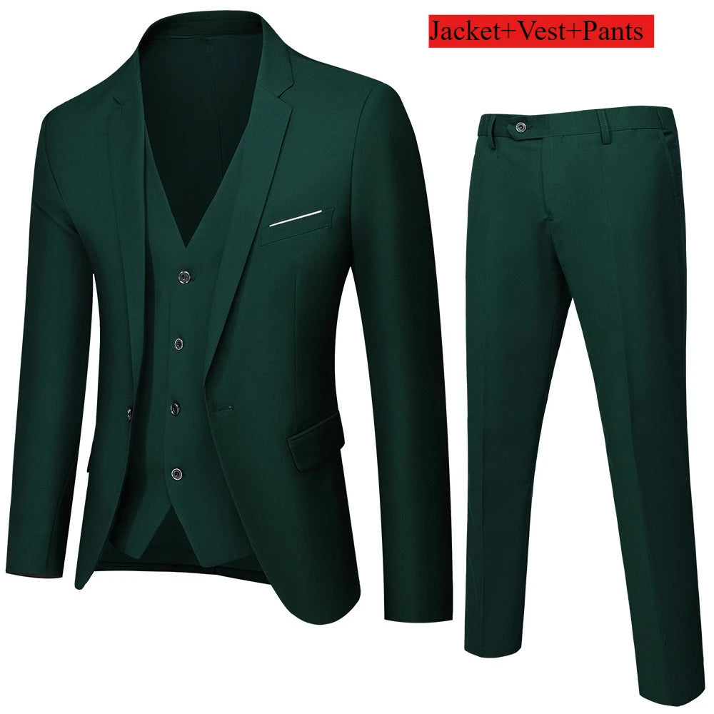 Men's Business Suit Set Groomsmen Regular Fit-Tuxedo Men Wedding Suit Set Lapel Formal Stylish Buttons Pockets