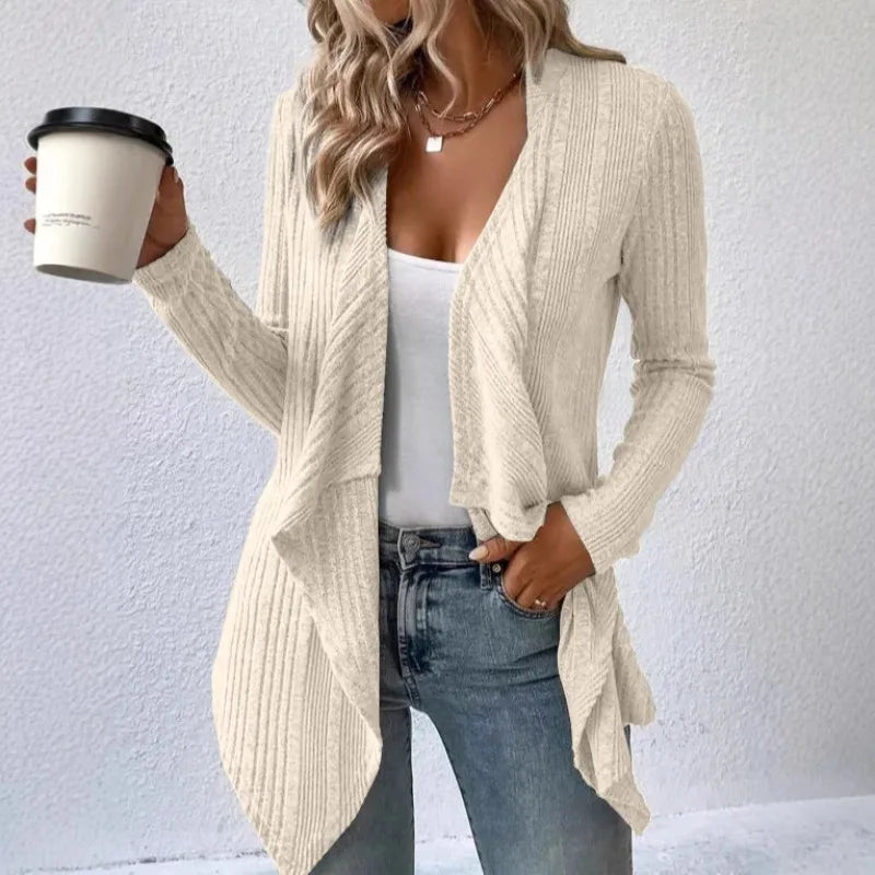 Autumn/Winter New Women's Cardigan Top Solid Color Casual Fashionable Loose Long Sleeve Knitted Sweater Jacket
