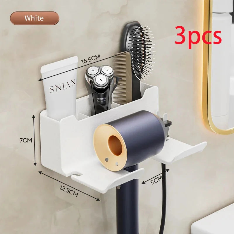 Storage rack hair dryer stand wall mounted hair straightener hair dryer hanger bathroom and toilet storage rack