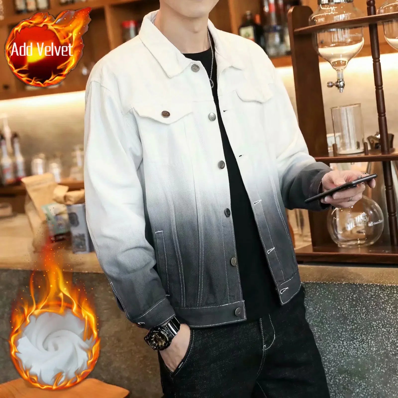 Autumn Denim Jackets Man Padded Warm Button Cheap Price Stylish Loose Cowboy Coat for Men Elatic Low Menswear Y2k Lxury Designer