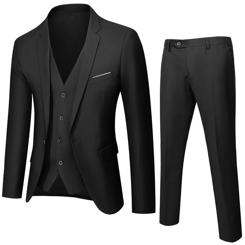 Men's Business Suit Set Groomsmen Regular Fit-Tuxedo Men Wedding Suit Set Lapel Formal Stylish Buttons Pockets