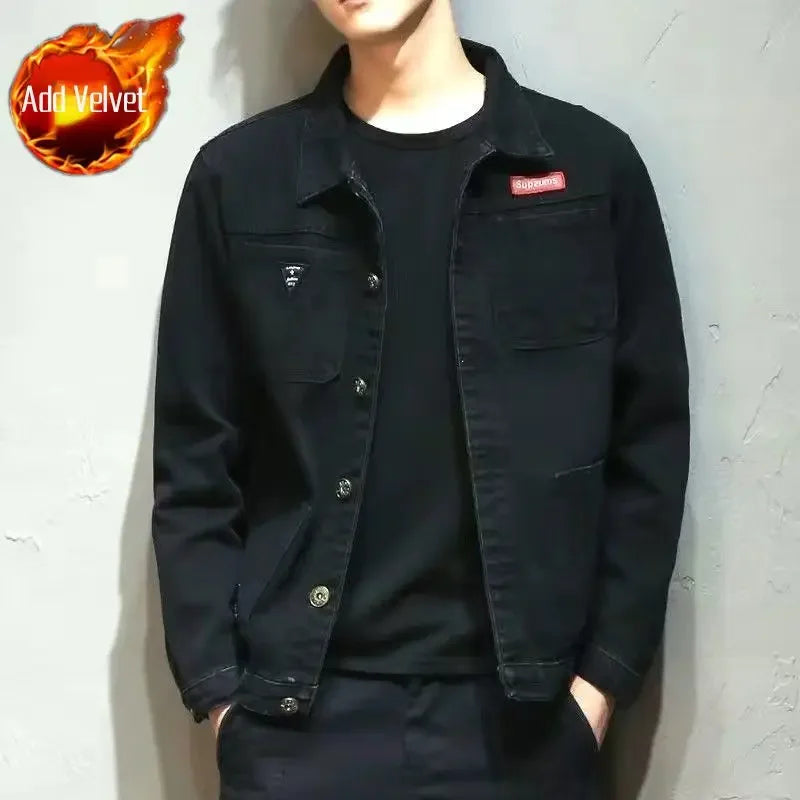 Autumn Denim Jackets Man Padded Warm Button Cheap Price Stylish Loose Cowboy Coat for Men Elatic Low Menswear Y2k Lxury Designer