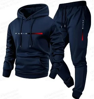 Fashionable cross-border winter new men's pullover hooded set, printed logo letters, loose-fitting hooded jacket