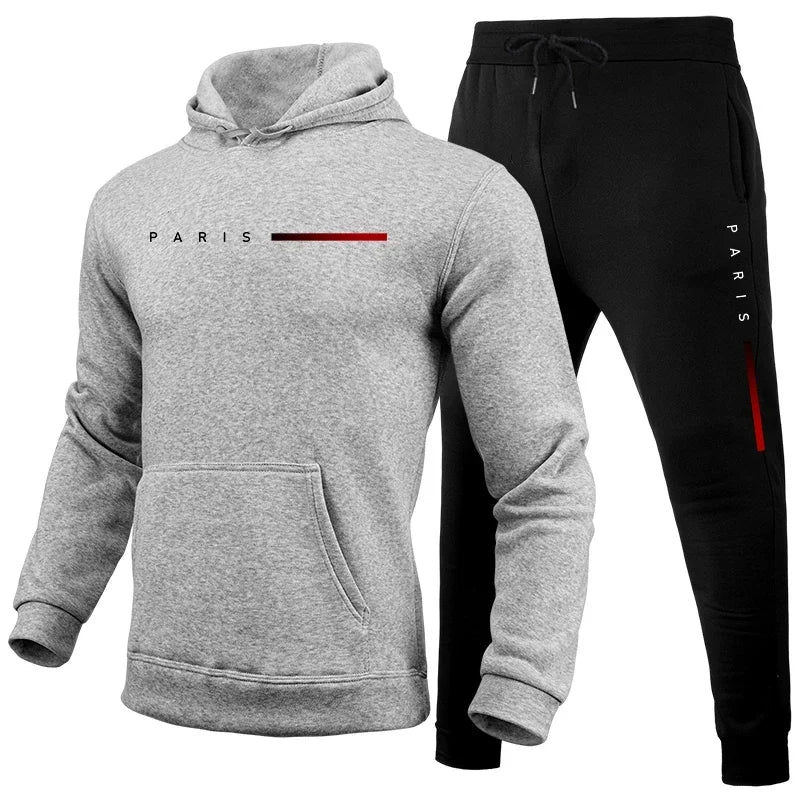 Fashionable cross-border winter new men's pullover hooded set, printed logo letters, loose-fitting hooded jacket
