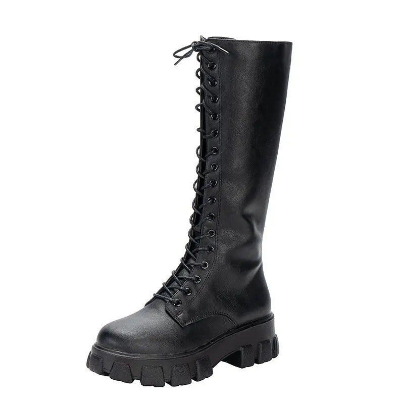 Winter women zipper new long boot Fashion lace up non slip shoes Casual Thick soled trend Boots comfortable ladies shoe Botas