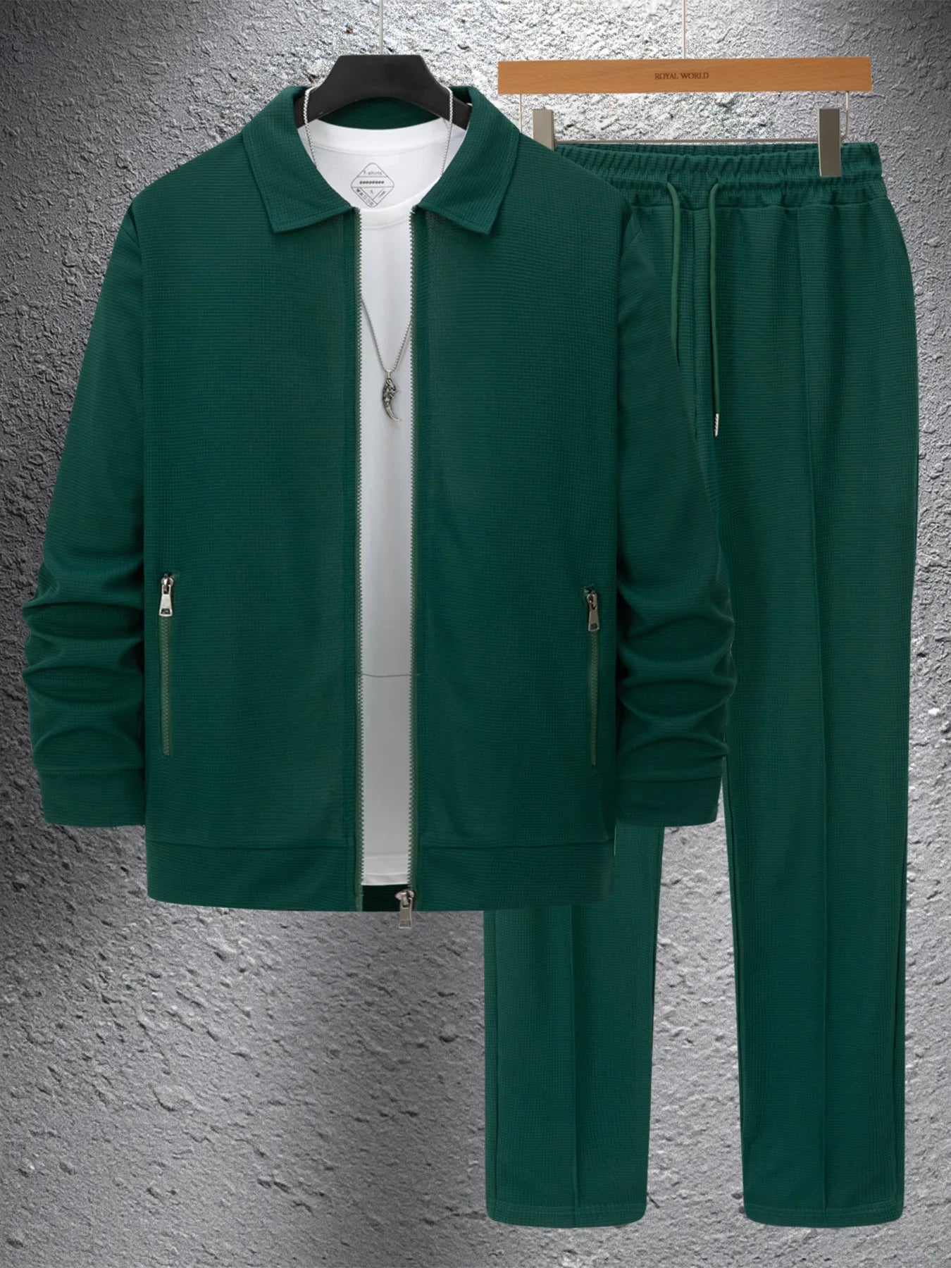 Autumn Zipper Pocket lapel Trendy Jacket + Trousers Men's sportswear Streetwear Set