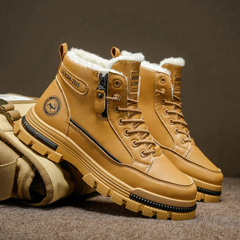 Winter New Men's Snow Boots, Thickened & Cotton-Lined, Versatile Trendy Style, Outdoor Wear with Street Vibe