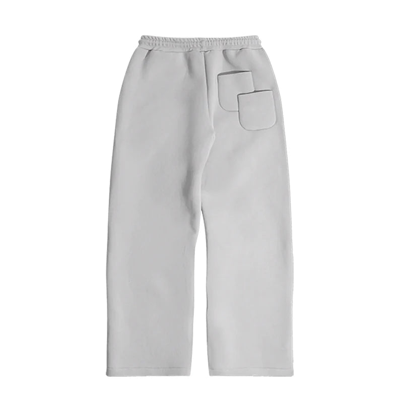 Men's Casual Solid Hooded Pullover Straight Pants 2 Piece Set Tracksuit For Fashion Loose Hoodies Sweatshirt Wide Leg Sweatpants