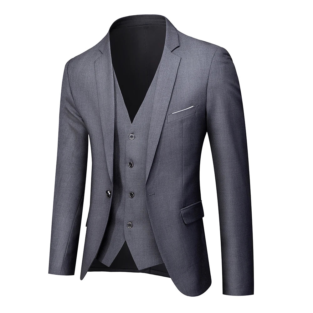 Men's Business Suit Set Groomsmen Regular Fit-Tuxedo Men Wedding Suit Set Lapel Formal Stylish Buttons Pockets