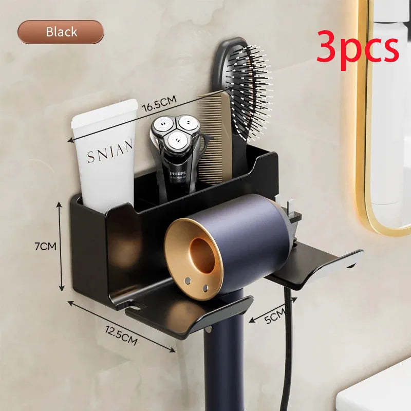 Storage rack hair dryer stand wall mounted hair straightener hair dryer hanger bathroom and toilet storage rack