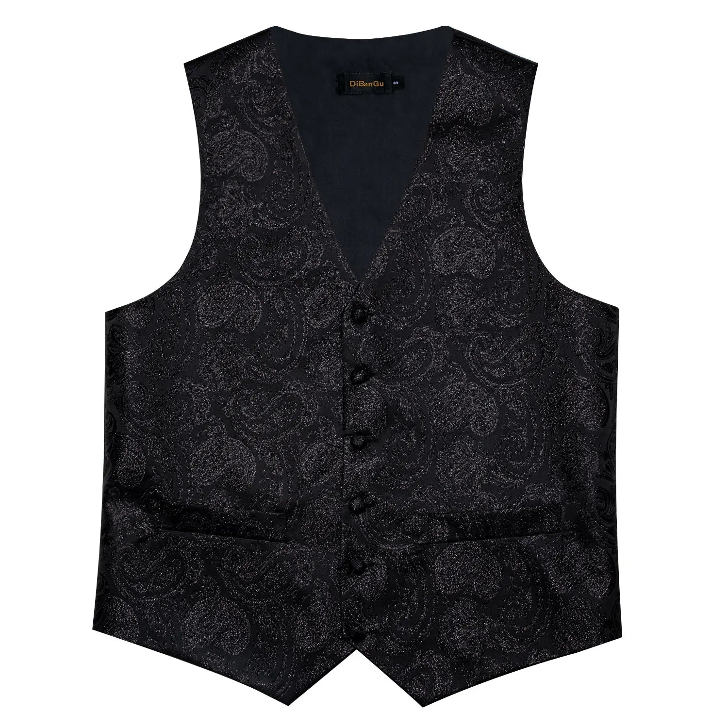 Luxury Paisley Men's Suit Vest Black Pink Red Wedding Prom Tuxedo Waistcoat Necktie Handkerchief Cufflink Sleeveless Jacket Vest