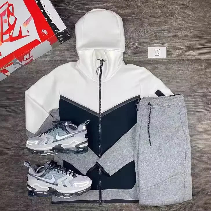 Fashion Casual Men's Wear The United States Spring And Autumn Sports Hoodie Matching Color Sports Two Boutique Sets