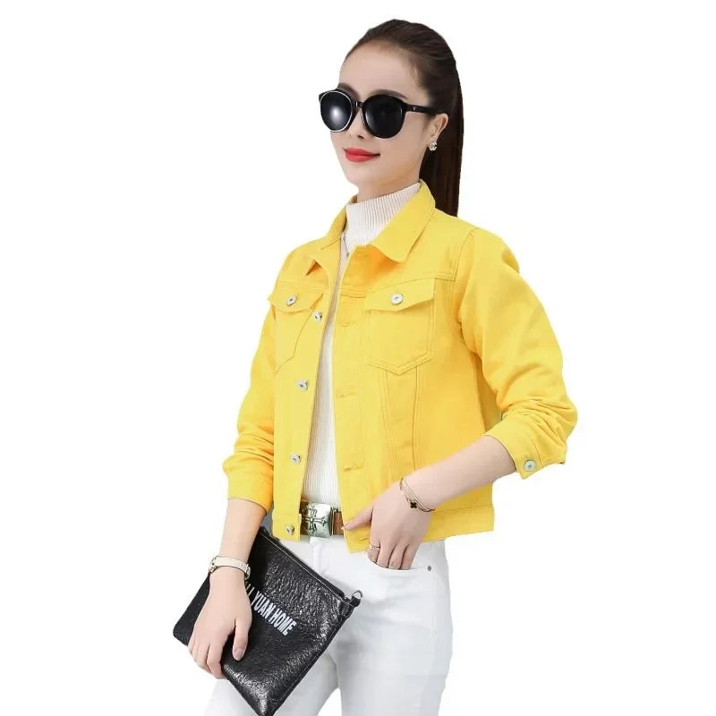 New Spring Denim Jacket Women's Top Niche Design Colorful Women's Clothing Net Weight Loss Slim Fit Jeans Jacket