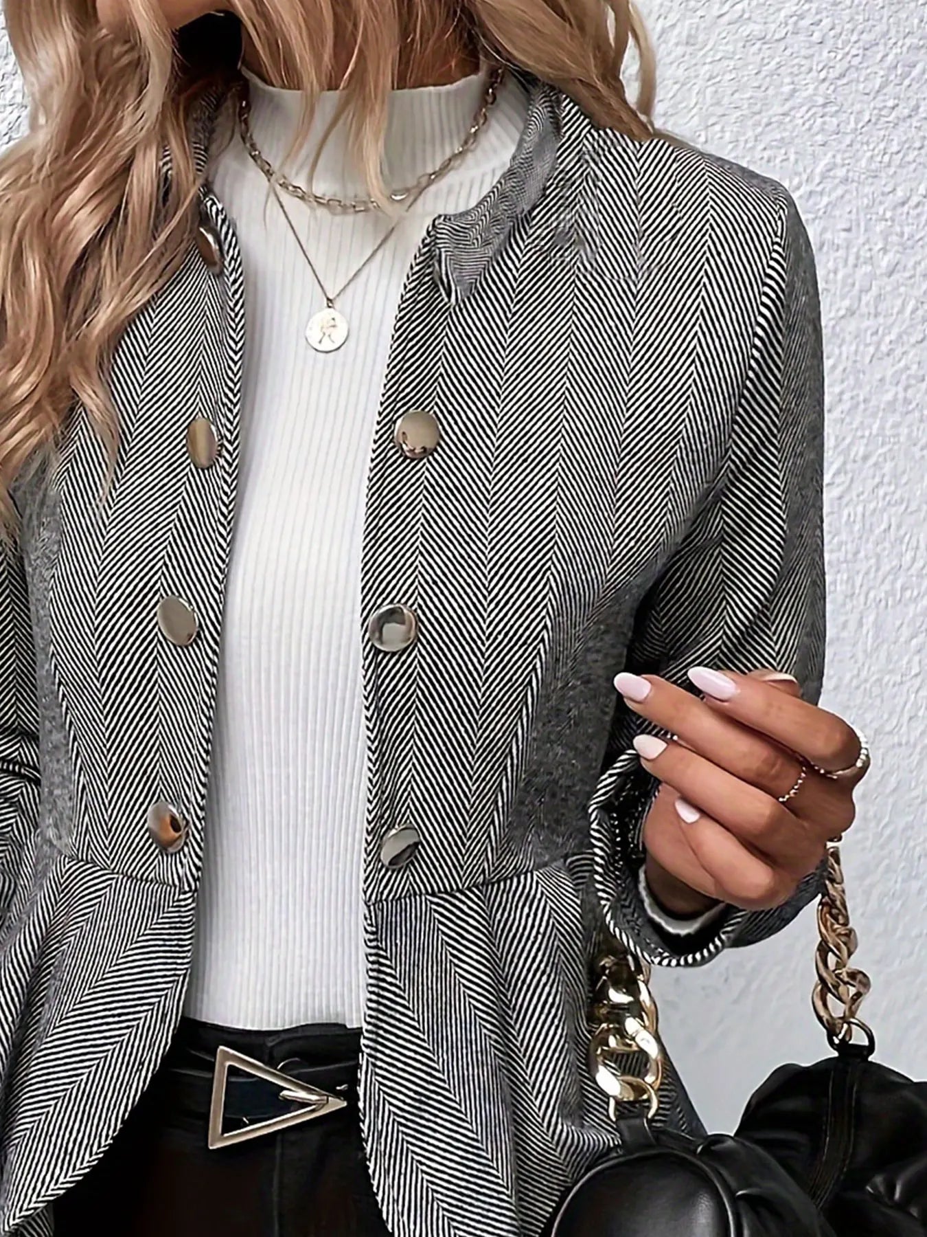 Women Plus Size Woven Cardigan Autumn Coat