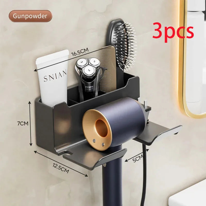 Storage rack hair dryer stand wall mounted hair straightener hair dryer hanger bathroom and toilet storage rack