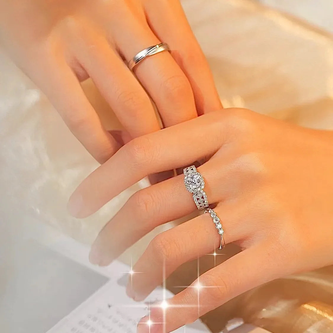 Platinum PT950 new lace square bag moissanite diamond ring female high-end proposal engagement moissan diamond ring