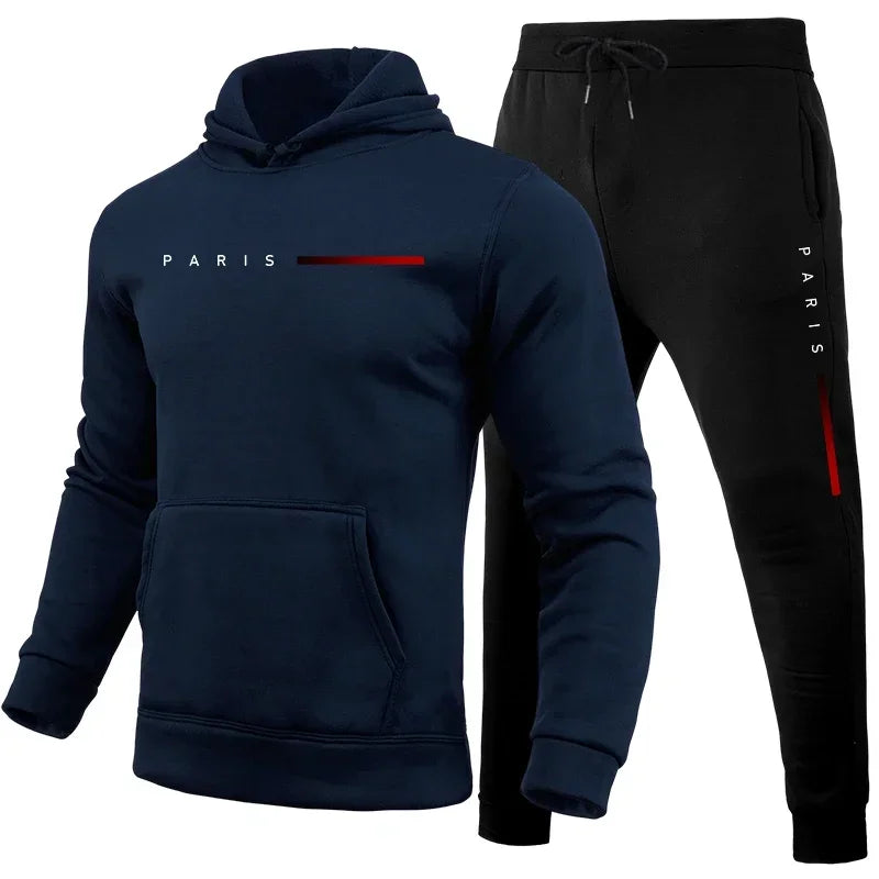 Fashionable cross-border winter new men's pullover hooded set, printed logo letters, loose-fitting hooded jacket