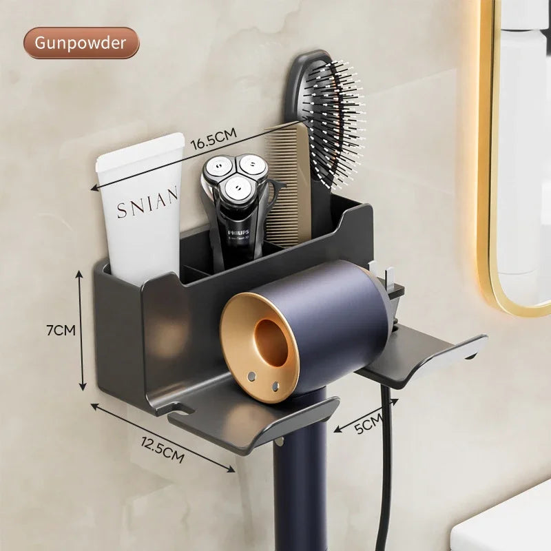 Storage rack hair dryer stand wall mounted hair straightener hair dryer hanger bathroom and toilet storage rack