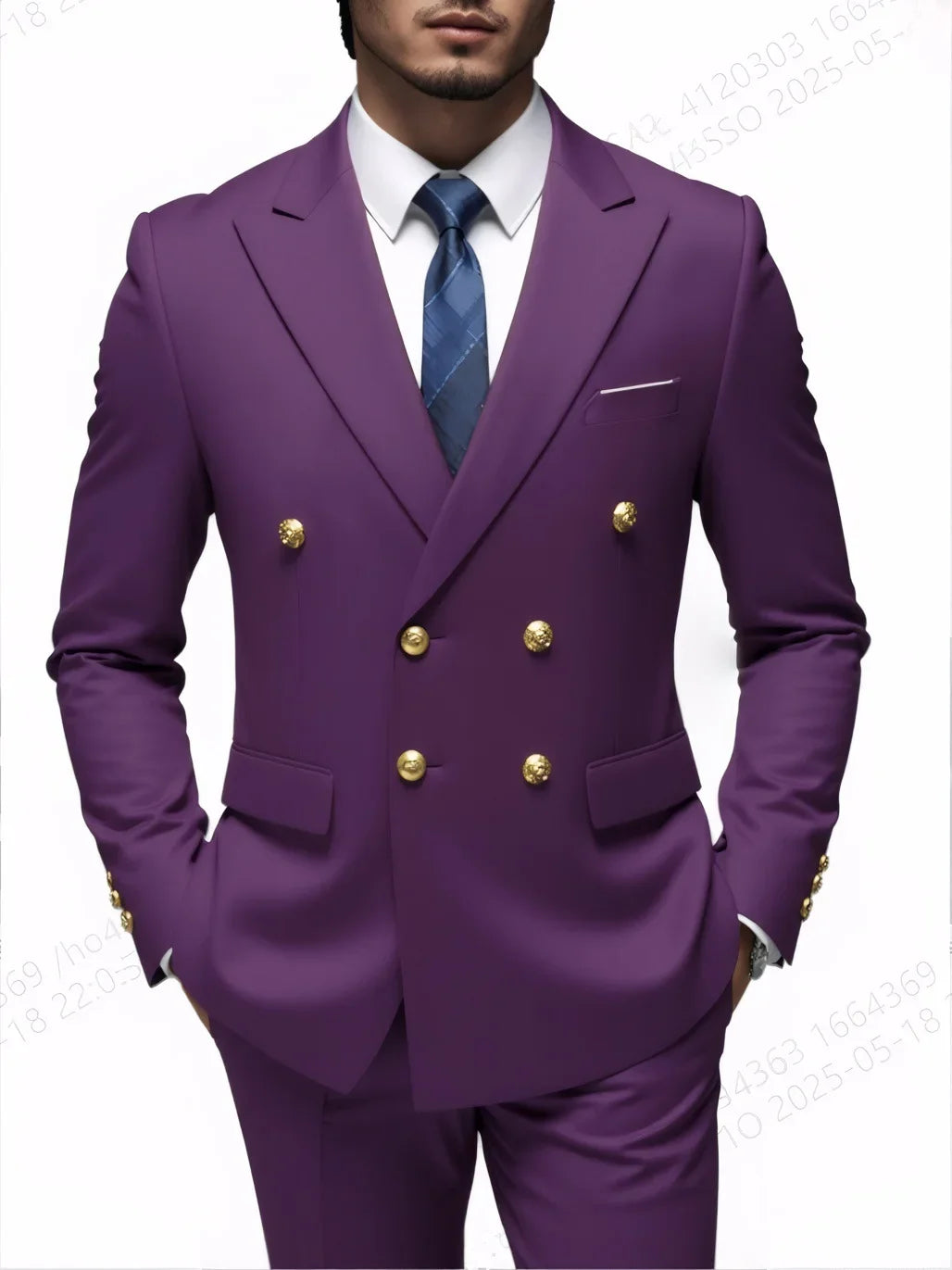 Fashion New Men's Leisure Boutique Business Banquet Solid Color Wedding Double Breasted Slim Fit Suit Blazers Jacket Pants