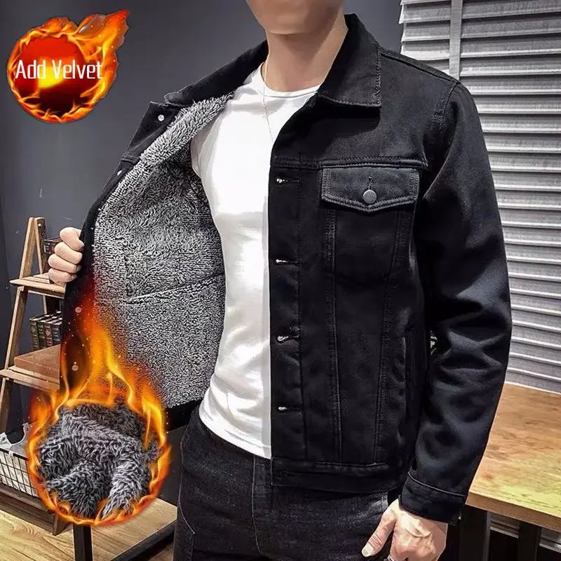 Autumn Denim Jackets Man Padded Warm Button Cheap Price Stylish Loose Cowboy Coat for Men Elatic Low Menswear Y2k Lxury Designer