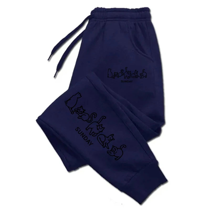 Sunday Stray Cats Man Woman Trousers Pocket Sports Tracksuit Leggings Outdoor Sweat Pants Drawstring Casual Sweatpant Couple