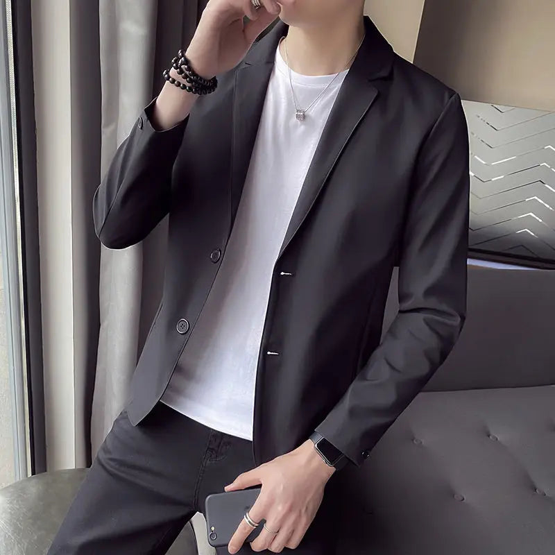 Short Jacket For Men Single Breasted Man Suits And Blazers Black Cropped Fashion Youthful Emo Coats Classic Original New