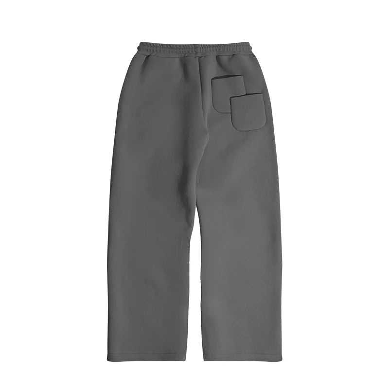 Men's Casual Solid Hooded Pullover Straight Pants 2 Piece Set Tracksuit For Fashion Loose Hoodies Sweatshirt Wide Leg Sweatpants