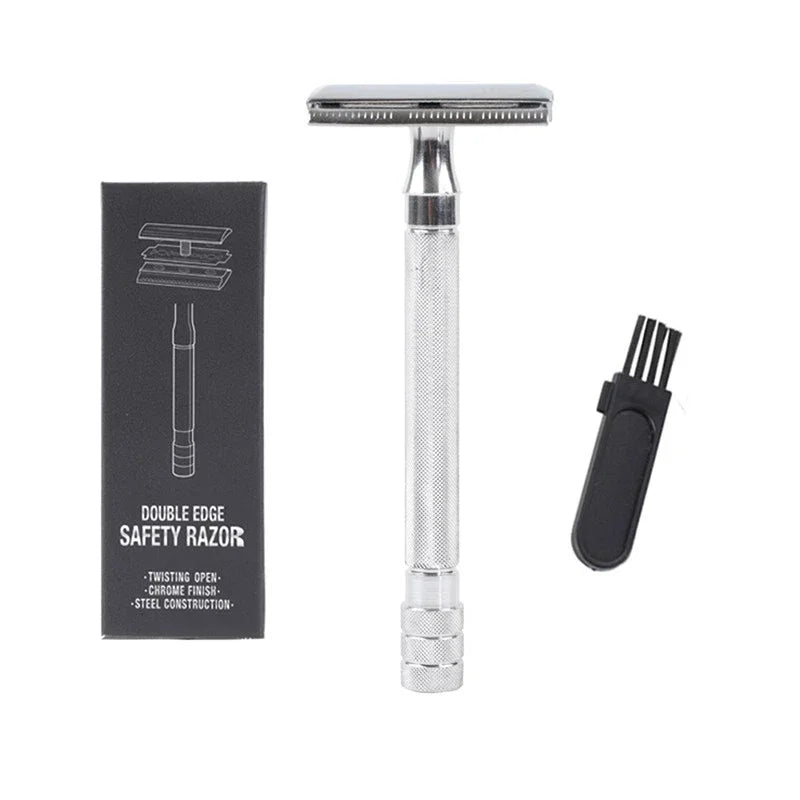 Classic Men Shaver Mild Hair Removal Shaver Double Edge Stainless Steel Shaving With 1 PCS Titanium Coated Blades Shaver Razor