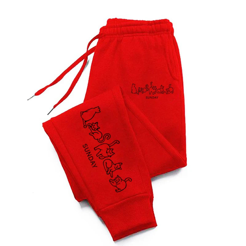 Sunday Stray Cats Man Woman Trousers Pocket Sports Tracksuit Leggings Outdoor Sweat Pants Drawstring Casual Sweatpant Couple