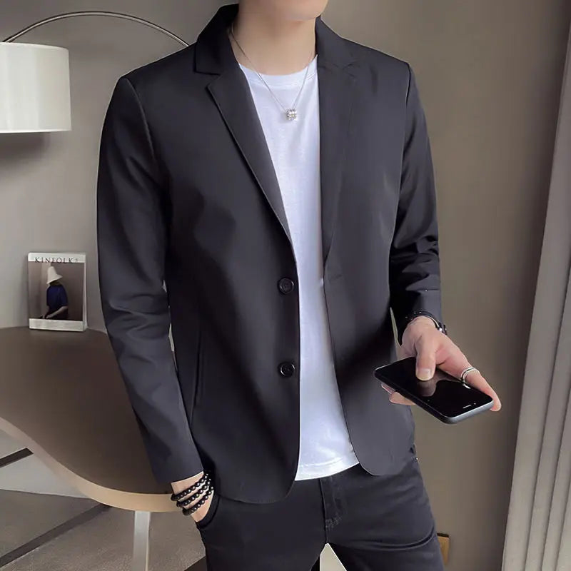 Short Jacket For Men Single Breasted Man Suits And Blazers Black Cropped Fashion Youthful Emo Coats Classic Original New