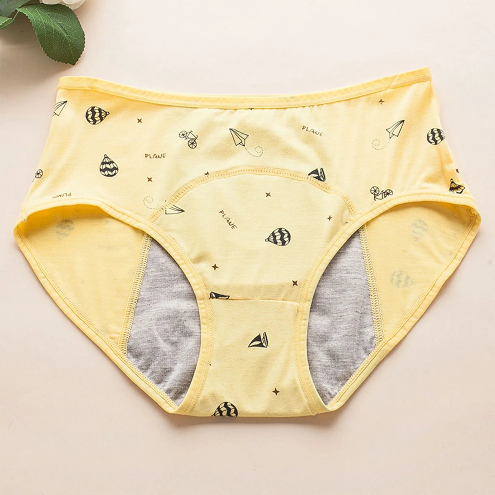 Panties for Menstruation Cotton High Waist Period Underwear Panties Cartoon Printed Lightweight Leak Proof Underpants