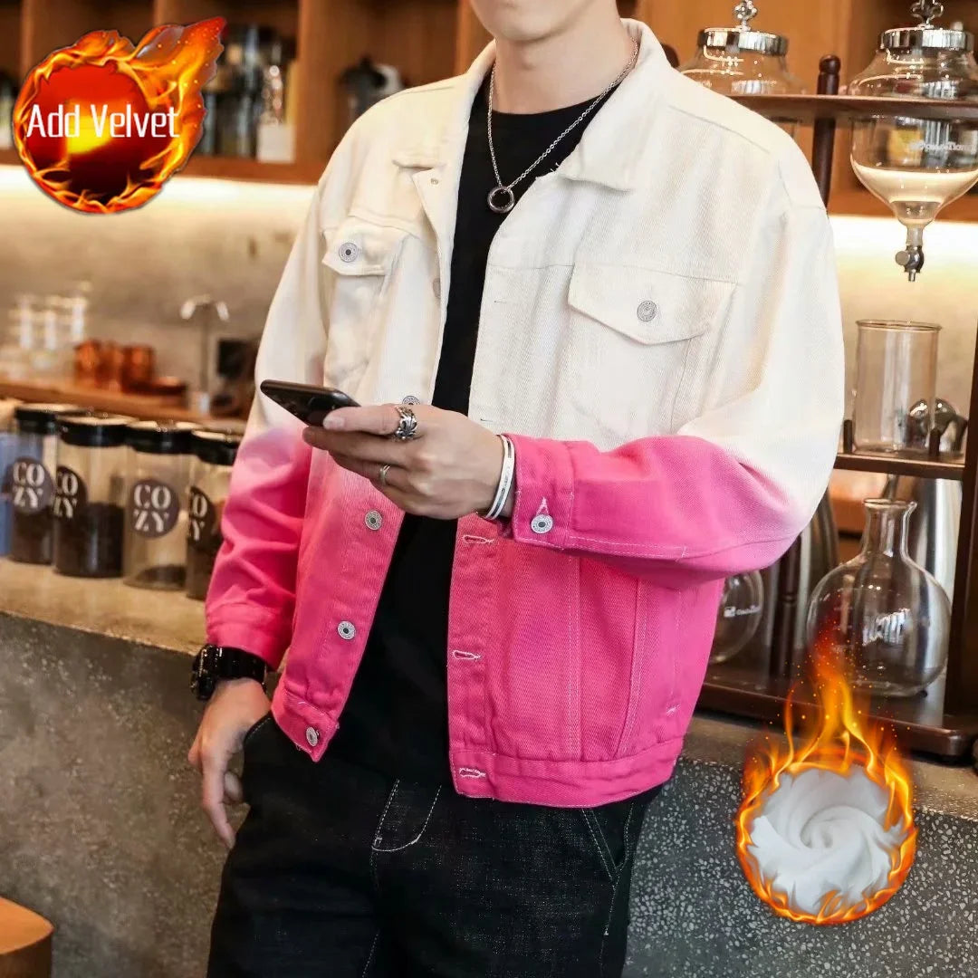 Autumn Denim Jackets Man Padded Warm Button Cheap Price Stylish Loose Cowboy Coat for Men Elatic Low Menswear Y2k Lxury Designer
