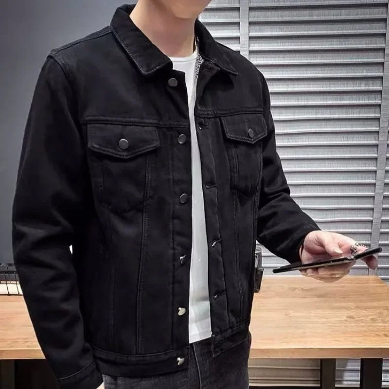 Autumn Denim Jackets Man Padded Warm Button Cheap Price Stylish Loose Cowboy Coat for Men Elatic Low Menswear Y2k Lxury Designer