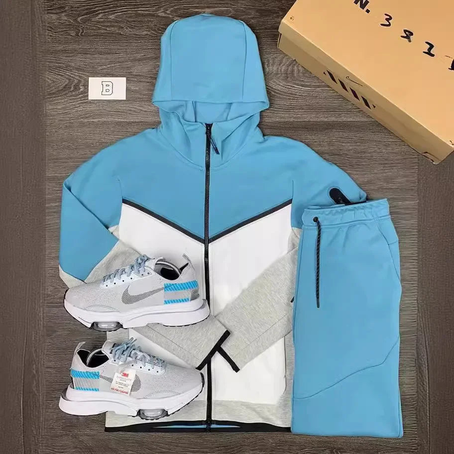 Fashion Casual Men's Wear The United States Spring And Autumn Sports Hoodie Matching Color Sports Two Boutique Sets