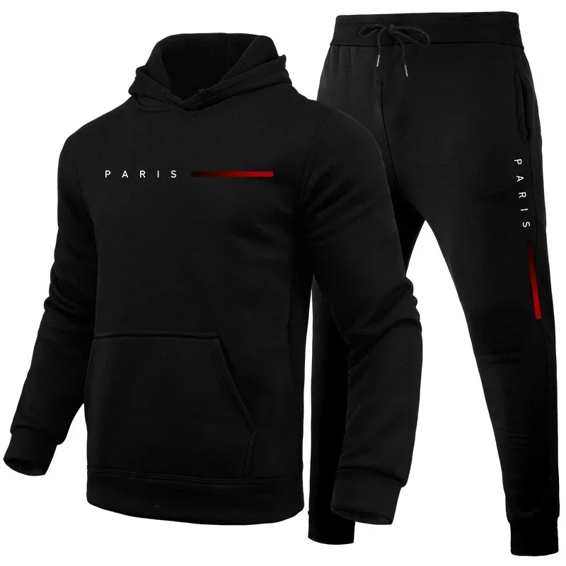 Fashionable cross-border winter new men's pullover hooded set, printed logo letters, loose-fitting hooded jacket