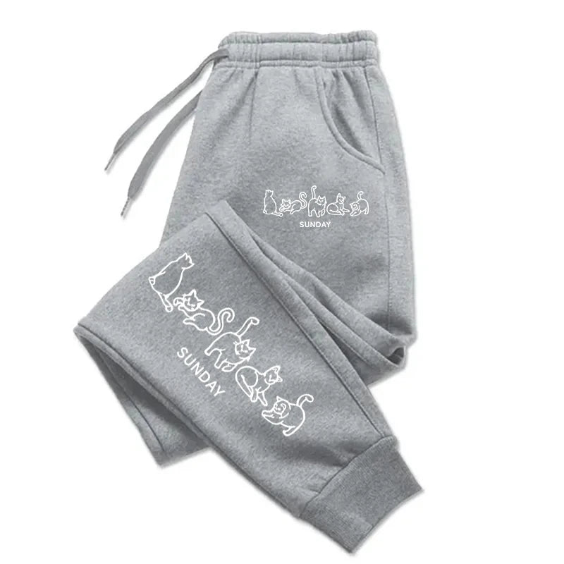 Sunday Stray Cats Man Woman Trousers Pocket Sports Tracksuit Leggings Outdoor Sweat Pants Drawstring Casual Sweatpant Couple
