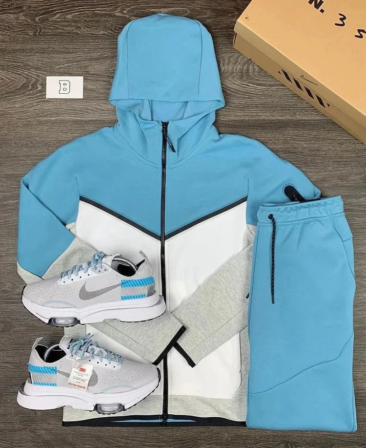 Fashion Casual Men's Wear The United States Spring And Autumn Sports Hoodie Matching Color Sports Two Boutique Sets