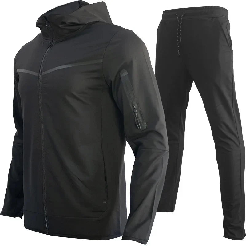 Fashion Casual Men's Wear The United States Spring And Autumn Sports Hoodie Matching Color Sports Two Boutique Sets