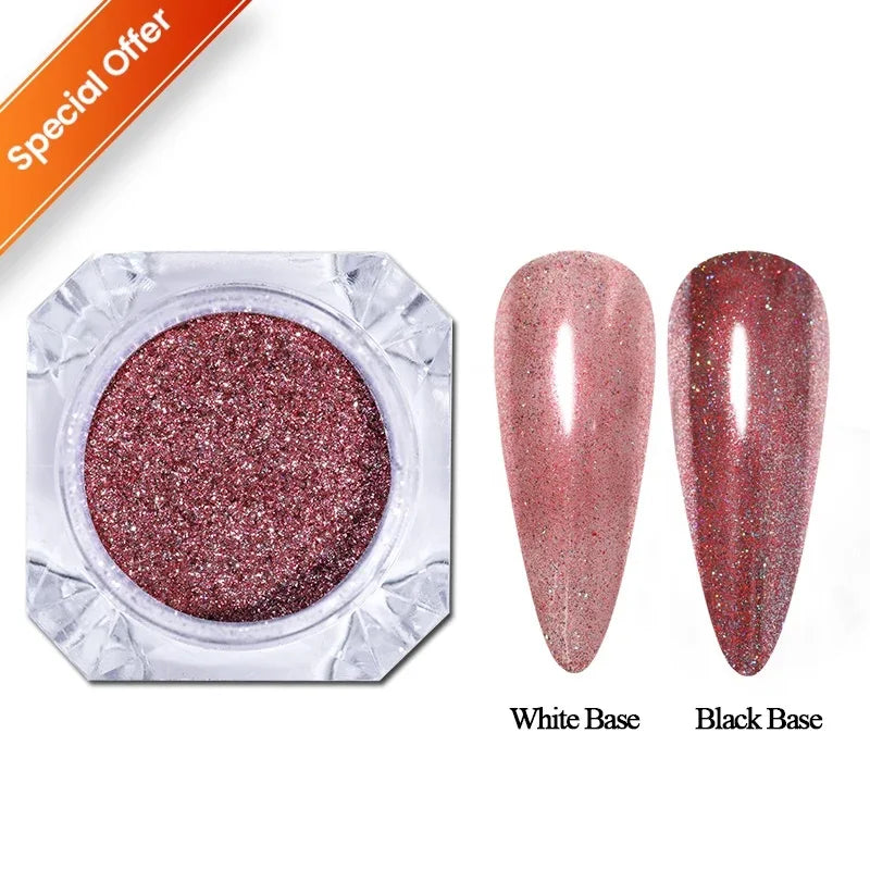 1 Box Aurora White Chrome Nail Powder Sparkling Mirror Pearl Pigments Nail Glitter White Rubbing Dust Nail Art Manicure Decorate