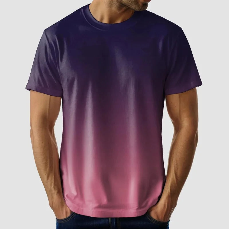 Gradient Colorful 3D Printed T-Shirt For Men Fun Pattern Tees Summer Street Short Sleeve Round Neck Tops Oversized T Shirts