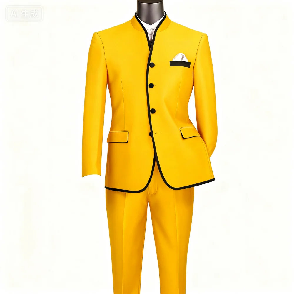 Luxurious Men's Naval Suits High-Quality Business Formal Occasion Unique Single Breasted Special Customizable 2-Piece Tuxedo