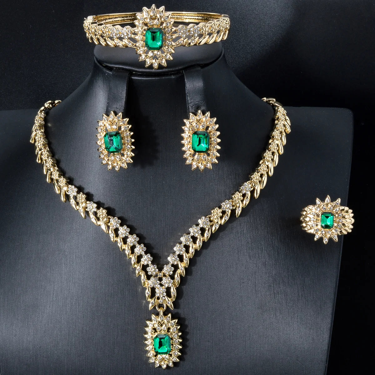 ZEADear Luxury Blue Zircon Jewelry Sets 18K Gold Plated Necklace Bracelet Earrings Ring For Italy Wedding Gifts Bridal Jewelry