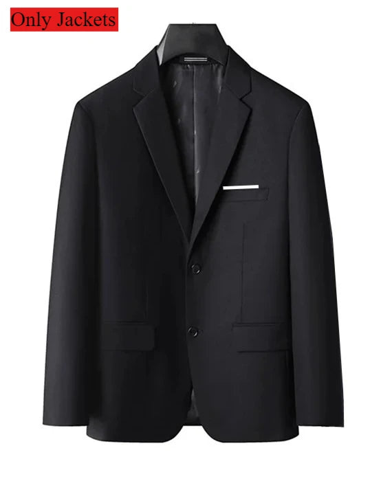 Men's Business Casual Wedding Suit Solid Color Trendy Orange Two-Piece Set Stylish Handsome Suit And Trousers