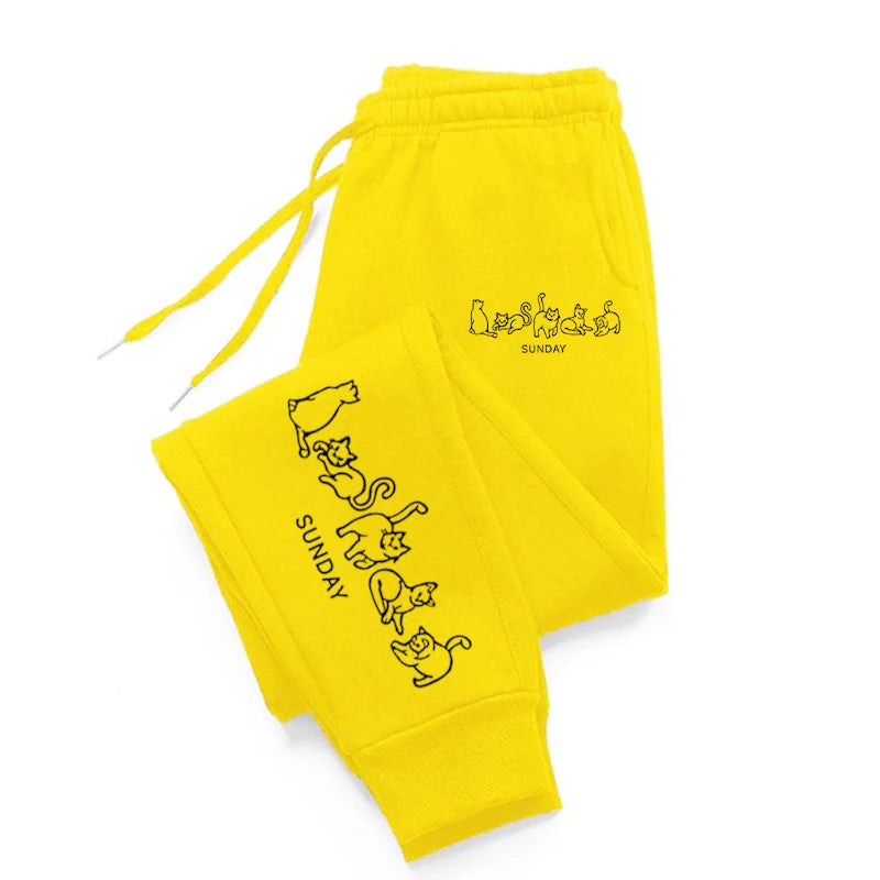 Sunday Stray Cats Man Woman Trousers Pocket Sports Tracksuit Leggings Outdoor Sweat Pants Drawstring Casual Sweatpant Couple