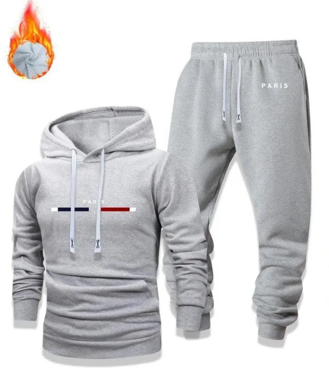 Fashionable cross-border winter new men's pullover hooded set, printed logo letters, loose-fitting hooded jacket