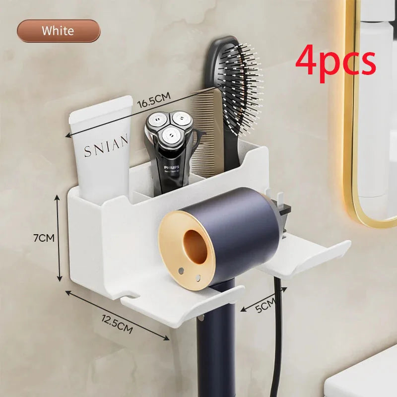 Storage rack hair dryer stand wall mounted hair straightener hair dryer hanger bathroom and toilet storage rack