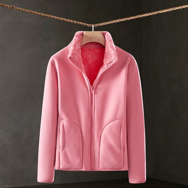 New Fleece Women'S Outdoor Clothing Fashion Versatile Winter Leisure Sports Thickening Double-Sided Warm Coat Female Jacket
